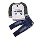 Sagton Toddler Boys Fall Outfit Clothes Car Print T-shirt Tops+Long Jeans Trousers (3T)