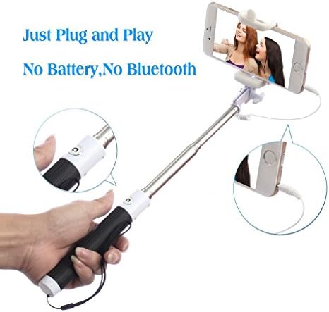 Selfie Stick, iEasye Selfie Stick Monopod Self-portrait Monopod Extendable Battery Free Selfie Stick with Built-in Remote Shutter (Wire)