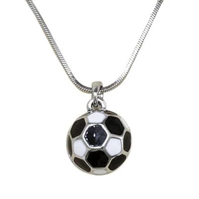 jewelry soccer necklace ball pendant silvertone 3d boxed gift picked