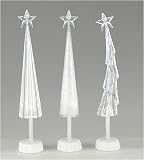Set of 3 Silver Splendor LED Skinny Christmas Tree Figures 16