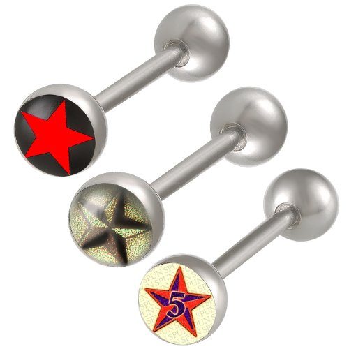 3Pcs 14g 14 gauge 1.6mm 16mm steel tongue rings straight barbell piercing bars tounge Body Jewelry ACVG