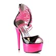 6 Inch High Heel Platform Shoes Neon Black Light Sandals Enclosed Heel Open Toe Strappy