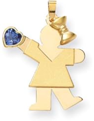 14k Yellow Gold Girl with CZ December Birthstone Charm. Metal Wt- 1.95g
