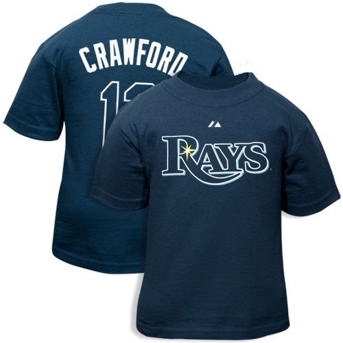 MLB Infant/Toddler Boys' Tampa Bay Devil Rays Carl Crawford Pullover Tee with Name & Number (Navy, 2T)