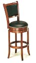 Soft Leather Swivel Bar Stool with Leather Backrest in Cherry Finish