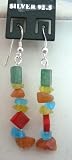 Multi Colored Stone Chip Sterling Silver 92.5 Earrings (BRAND NEW)