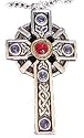 LARGE Silver CELTIC CRUX CROSS Crystal Pendant Necklace