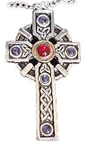 LARGE Silver CELTIC CRUX CROSS Crystal Pendant Necklace