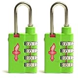 Review Safe Skies TSA Luggage Locks  / Safe Skies TSA Approved 4 Dial Heavy Duty Combination Luggage Locks Lime Green - Set of Two