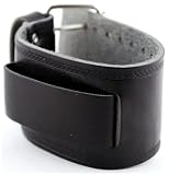 Nemesis Wide Black Leather Cuff Wrist Watch Band
