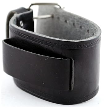 Nemesis Wide Black Leather Cuff Wrist Watch Band