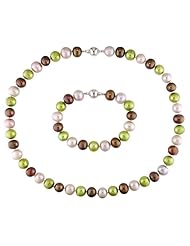 Sterling-Silver 9-10 MM Chocolate Freshwater Cultured Pearl Strand, 17"
