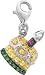 Birthday Cake Charm, 14K White Gold with Diamonds