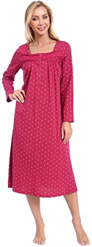 Patricia Lingerie Women's Cotton Geo Print Long Sleeve Nightgown