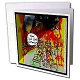 Londons Times Funny Music Cartoons - HOT Vacations In California - Greeting Cards-12 Greeting Cards with envelopes