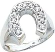 14K White Gold .21cttw Diamond Horseshoe Mens Ring Sz 10