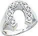 14K White Gold .21cttw Diamond Horseshoe Mens Ring Sz 10