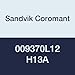 Sandvik Coromant, 009370L12 H13A, Insert for Milling, Carbide, H13A Grade, Uncoated