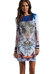 Long Sleeves General Print Polyester/Satin/Spandex Bodycon Dress/Evening Dress/Homecoming Dress/Prom Dress/Party Dress/Wedding Dress/Midi Dress 