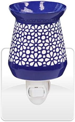 New Electric Blue and White Plug-In Tart, Oil, Wax, & Candle Warmer + 2 Free Replacement Bulbs