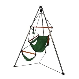 Hammaka Hammock Chair 4002-HMKA with Wood Dowels and Tripod Stand, Green