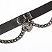 Gothic Style Faux Leather Collar Choker Necklace with Heart Lock Dangle Pendant