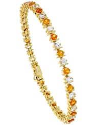 10k Gold 6.00 Carat size 7 in. Tennis Bracelet w/ 3mm Brilliant Cut Citrine & White Sapphire Stones, 3/16 in. (4.5mm) wide