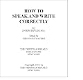 How to Speak and Write Correctly