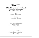 How to Speak and Write Correctly