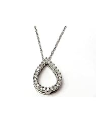 Small .10 ct Diamond Teardrop Necklace 14k white gold
