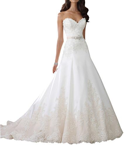 Harshori Strapless Sorded Lace Tulle And Satin A-line Wedding Dress 22 Ivory