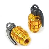 2x Metal Grenade Design Bicycle Van Truck Car Motorcycle Wheels Tire Gold Valve Stem... 