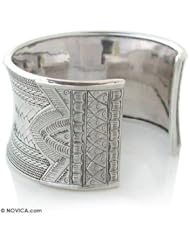 Sterling silver cuff bracelet, Tradition - Fair Trade Sterling Silver Cuff Bracelet