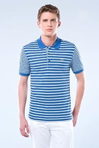 Short Sleeve Pique Stripe Polo With Narrower Stripe Sleeve