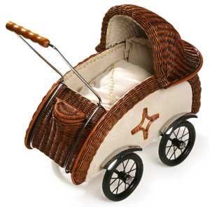 Childrens Toyshop  Toys : Basketwork Retro doll's pram