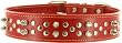 Kakadu Pet Punk Pooch Leather Studded Dog Collar, 1 1/2" x 27 1/2", Red