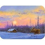 Mcgowan'S Tuftop Small Tempered Glass Board, Van Zyle Moose and Cabin Design, 8-3/4-Inch by 11-Inch