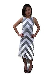 Sleeveless Spaghetti Strap Chevron Print Zig Zag High-Low-Hem Maxi Dress 