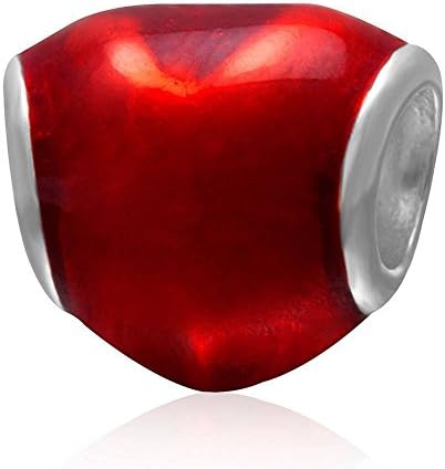 Hoobeads In My Heart Charm with Red Enamel Charm 925 Sterling Silver Beads Fit European Bracelet, Romantic Gifts for Mom, Wife, Girlfriend, Daughter, Friends on Birthday,Anniversary,Valentines Day, Graduations, Mother's Day and Christmas Day