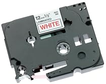 Brother 1/2 Inch x 26.2 Feet Red on White for P-Touch (TZ232)