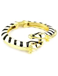 Kenneth Jay Lane Polished Gold Black and White Zebra Head Bracelet