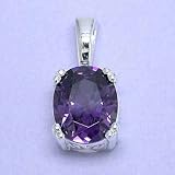 AMETHYST CZ OVAL PENDANT WITH CHAIN