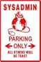 SYSADMIN PARKING computer system novelty sign