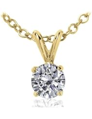 0.75 CT Round Diamond Solitaire Pendant in 14K Yellow Gold