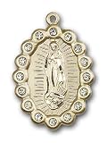 Gold Filled Our Lady of Guadalupe Pendant with Stainless Gold Heavy Curb Chain 24 inch
