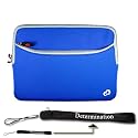 New Blue Amazon Kindle DX Carrying Sleeve With Extra Pocket + Determination Hand Strap