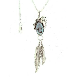By Navajo Artist: Bobby B: Beautiful! Sterling-silver -- free form Tupquoise on -Box Chain