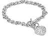 Sterling Silver Bracelet with Dangling Heart and Clear CZ - Size: 7.5"