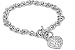 Sterling Silver Bracelet with Dangling Heart and Clear CZ - Size: 7.5"