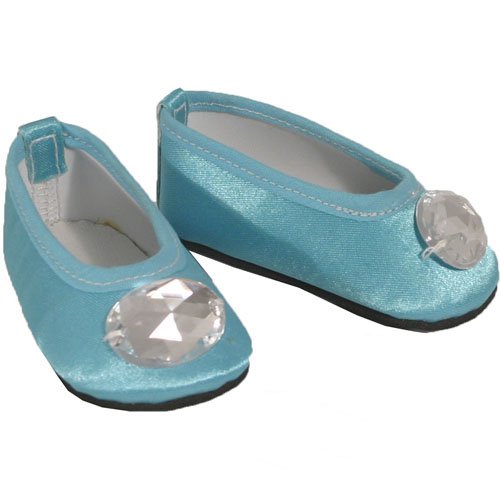 Turquoise Jeweled Ballet Flats, Fits 18